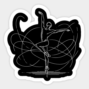 White one line art Ballet Male dancer Sticker